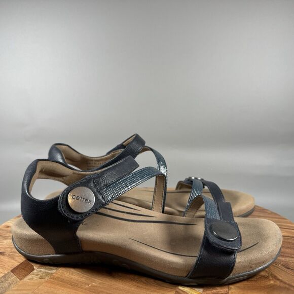 Aetrex Womens Jess Strap Sandals Blue Metallic Size 7.5-8 EU 38 - Picture 1 of 6